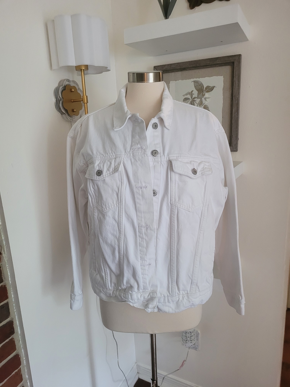 White Women's Denim Jacket - Classic Button-Up